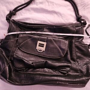 Rosetti Dark Croc-Embossed Shoulder Bag